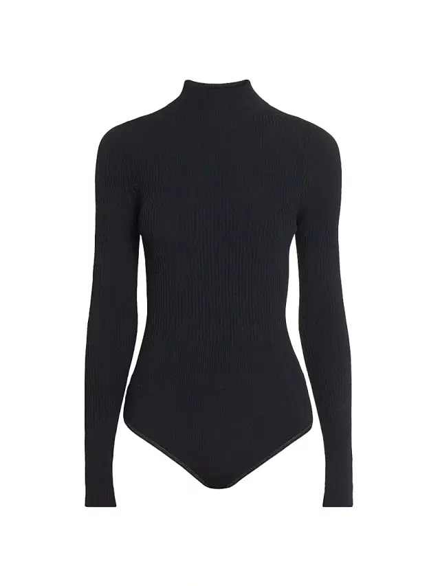 ALAIA Women's Mock Turtleneck Rib-Knit Bodysuit - Noir Alaia