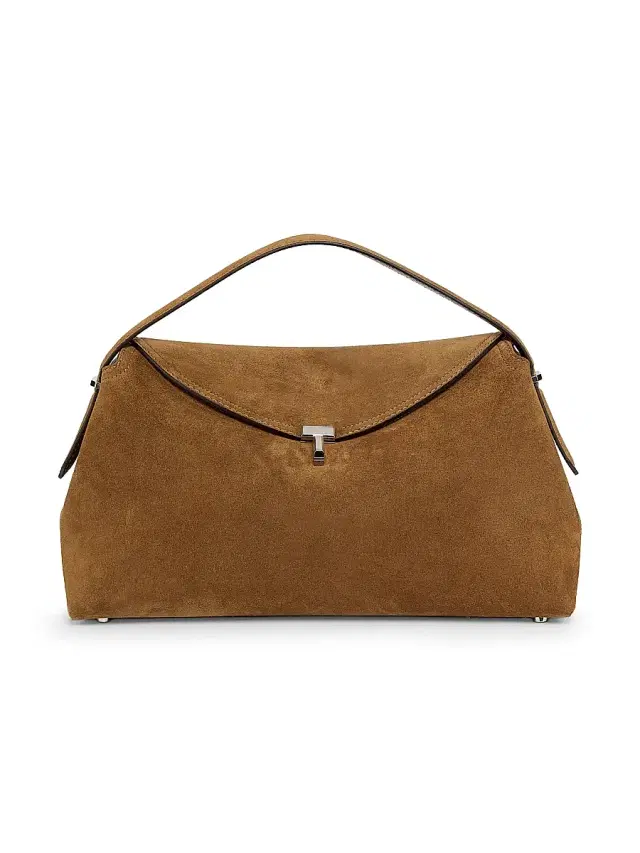 Toteme Women's T-Lock Suede Top Handle Bag - Tobacco