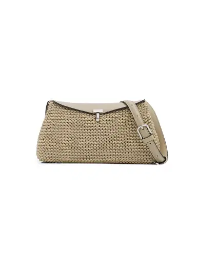TOTEME Women's T-Lock Woven Leather Clutch | Thumbnail 1 TOTEME Women's T-Lock Woven Leather Clutch | Thumbnail 1