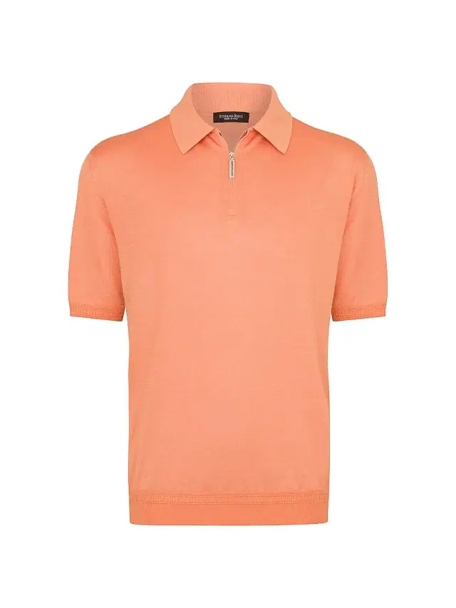 Stefano Ricci Men's Zip Polo Shirt - Orange