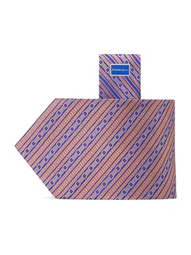 Stefano Ricci Men's Luxury Handmade Silk Tie - Brown Blue | Thumbnail 1 Stefano Ricci Men's Luxury Handmade Silk Tie - Brown Blue | Thumbnail 1