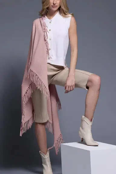MINNIE ROSE Fringe Shawl - Lotus | Thumbnail 2