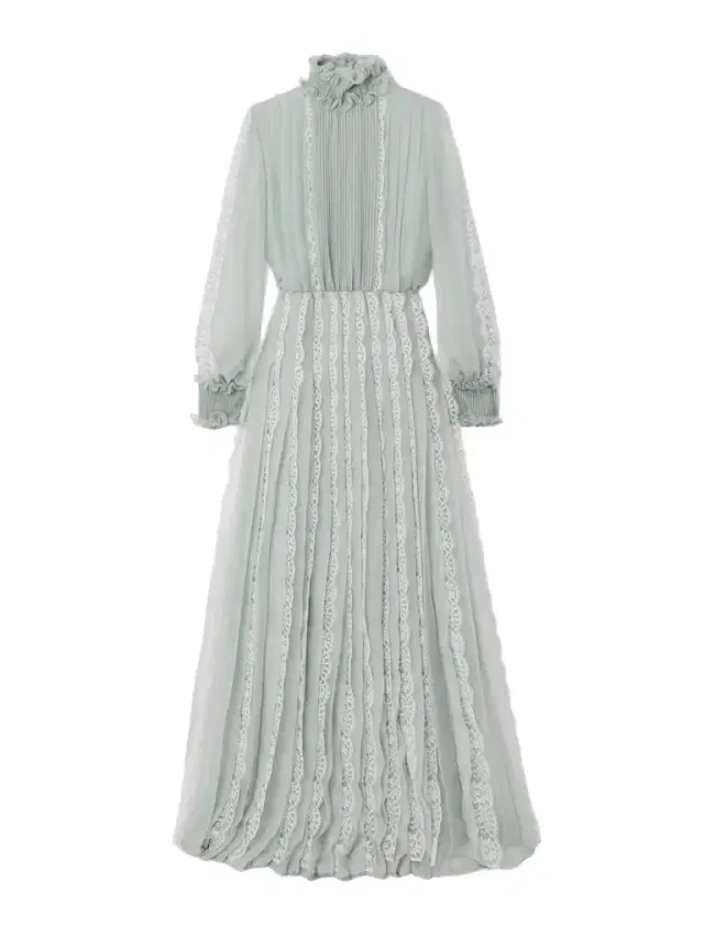 Ruffled Lace-trimmed Pleated Silk-chiffon Gown
