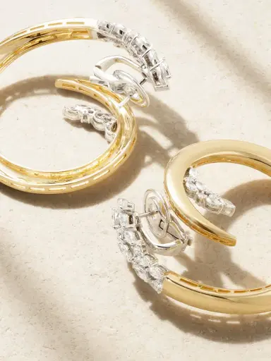 YEPREM en Strada Drop 18-karat Yellow And White Gold Diamond Earrings | Thumbnail 3