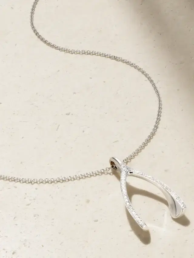 Jennifer Meyer Wishbone 18-karat White Gold Diamond Necklace