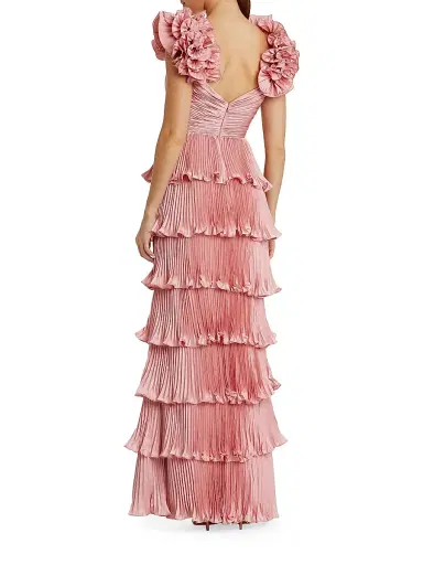 Mac Duggal Women's Evening Pleated Charmeuse Tiered Gown | Thumbnail 2 Mac Duggal Women's Evening Pleated Charmeuse Tiered Gown | Thumbnail 2