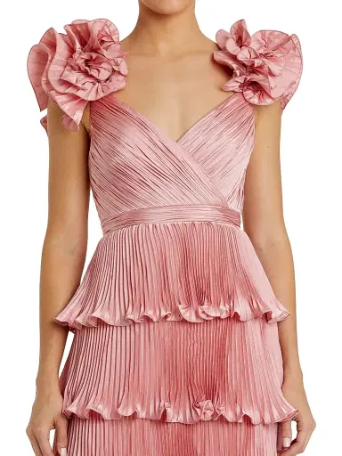 Mac Duggal Women's Evening Pleated Charmeuse Tiered Gown | Thumbnail 3 Mac Duggal Women's Evening Pleated Charmeuse Tiered Gown | Thumbnail 3