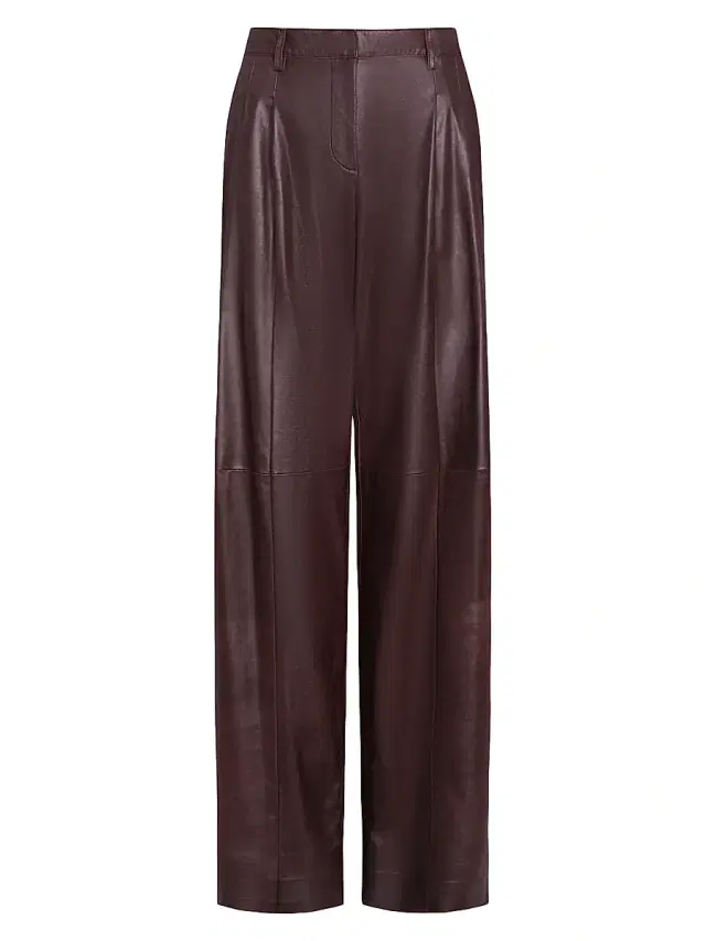 Women's Sulli Leather Straight Pants - Wine