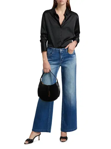 L'AGENCE Women's Joanne Low-Rise Wide-Leg Jeans - Palermo | Thumbnail 2