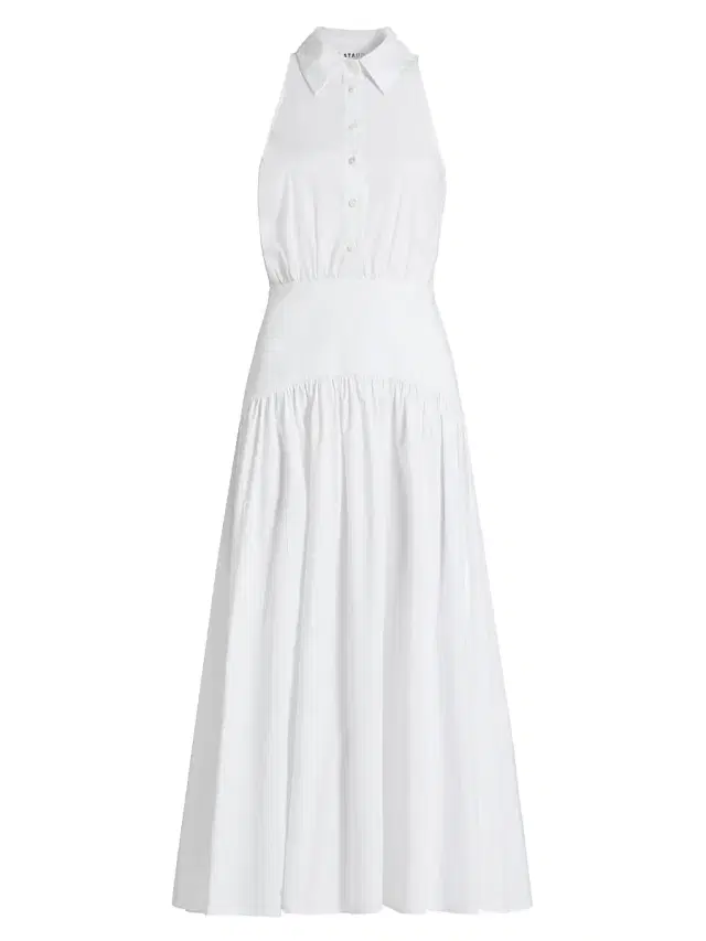 Women's Romy Stretch Poplin Fit & Flare Shirtdress - White
