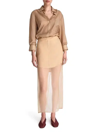 TWP Women's Sylkie Shirt Tail Midi-Skirt - British Khaki - Size 12 | Thumbnail 2