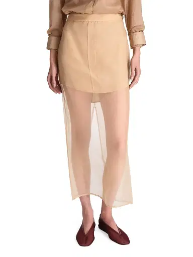 TWP Women's Sylkie Shirt Tail Midi-Skirt - British Khaki - Size 12 | Thumbnail 3