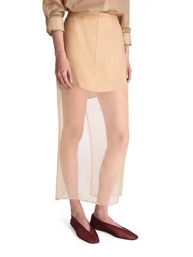 TWP Women's Sylkie Shirt Tail Midi-Skirt - British Khaki - Size 12 | Thumbnail 4
