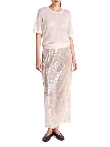 TWP Women's Sylkie Sequined Midi-Skirt - Beige Clear - Size 10 | Thumbnail 2 TWP Women's Sylkie Sequined Midi-Skirt - Beige Clear - Size 10 | Thumbnail 2