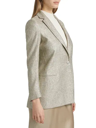 Kiton Women's Metallic Tweed One-Button Blazer | Thumbnail 4