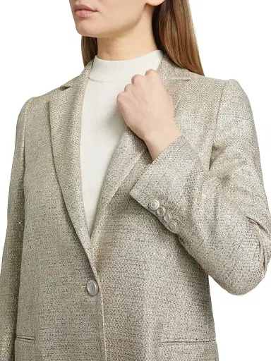 Kiton Women's Metallic Tweed One-Button Blazer | Thumbnail 6