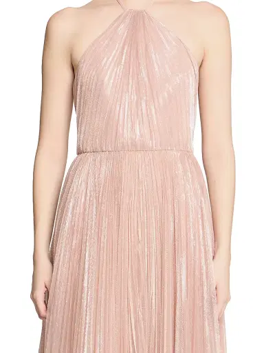 Halston Women's Marisol Plissé Lurex Halterneck Gown | Thumbnail 6