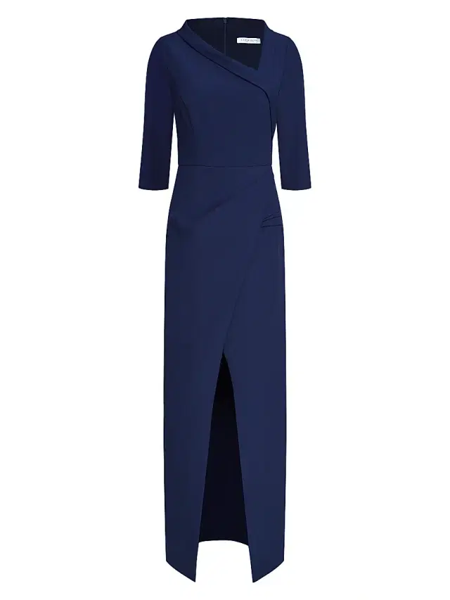 Kay Unger Women's Helena Stretch-Crêpe Column Gown - Midnight Blue