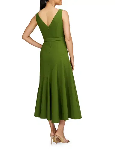 Kay Unger Women's Gianna Stretch-Crêpe Midi-Dress - Green Garden | Thumbnail 3