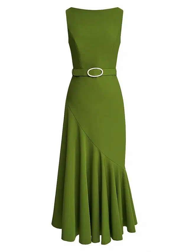 Kay Unger Women's Gianna Stretch-Crêpe Midi-Dress - Green Garden
