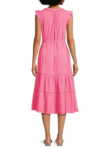 Change of Scenery Women's Emily Cotton Crepe Cover-Up Midi-Dress - Hibiscus - Size XS | Thumbnail 5