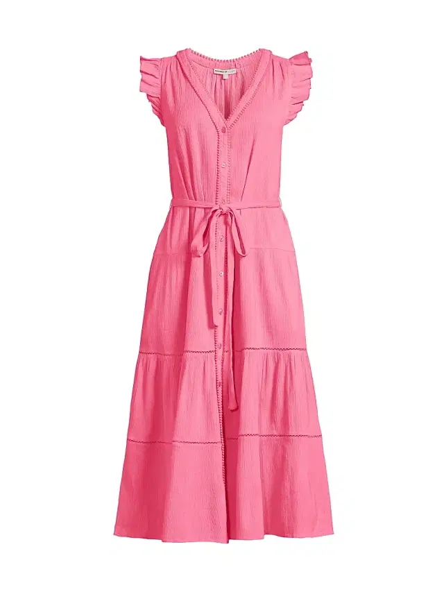 Change of Scenery Women's Emily Cotton Crepe Cover-Up Midi-Dress - Hibiscus