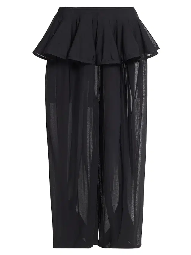 Women's Sheer Crinoline Peplum-Waist Parachute Pants - Noir Alaia
