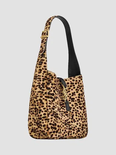 Saint Laurent Women's Le 5 ÿ 7 Supple Small Bag in Pony Hair Leather - Beige Black | Thumbnail 3