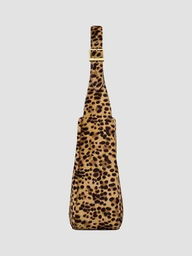 Saint Laurent Women's Le 5 ÿ 7 Supple Small Bag in Pony Hair Leather - Beige Black | Thumbnail 4