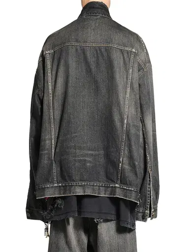 Balenciaga Men's Oversized Charms Denim Jacket - Dark Grey - Size XXL | Thumbnail 4