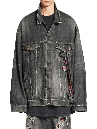 Balenciaga Men's Oversized Charms Denim Jacket - Dark Grey - Size XXL | Thumbnail 5