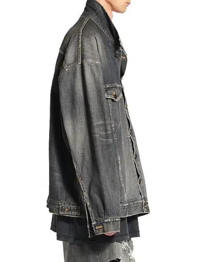 Balenciaga Men's Oversized Charms Denim Jacket - Dark Grey - Size XXL | Thumbnail 6