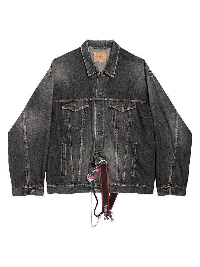 Balenciaga Men's Oversized Charms Denim Jacket - Dark Grey