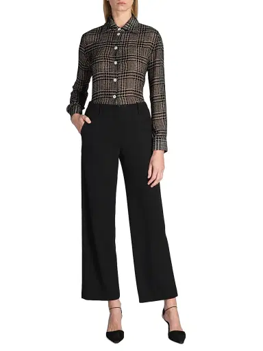 Giorgio Armani Women's Flocked Herringbone Shirt - Black Beauty | Thumbnail 2 Giorgio Armani Women's Flocked Herringbone Shirt - Black Beauty | Thumbnail 2