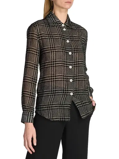 Giorgio Armani Women's Flocked Herringbone Shirt - Black Beauty | Thumbnail 4 Giorgio Armani Women's Flocked Herringbone Shirt - Black Beauty | Thumbnail 4