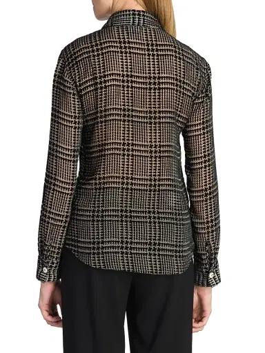 Giorgio Armani Women's Flocked Herringbone Shirt - Black Beauty | Thumbnail 5 Giorgio Armani Women's Flocked Herringbone Shirt - Black Beauty | Thumbnail 5