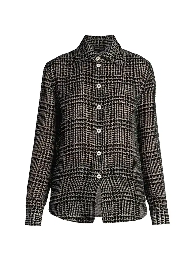 Giorgio Armani Women's Flocked Herringbone Shirt - Black Beauty