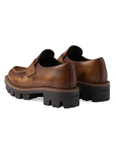 Prada Women's Leather Loafers - Brown | Thumbnail 3