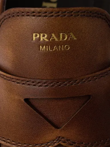 Prada Women's Leather Loafers - Brown | Thumbnail 4