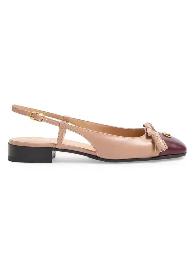 Valentino Garavani Women's Valet Du Roi Kid Slingback Ballerinas 25MM - Rose Cannelle Garnet - Size 12 | Thumbnail 1