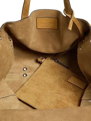 Valentino Garavani Women's Medium Nellcôte Suede Shopping Bag - Havana Beige | Thumbnail 5 Valentino Garavani Women's Medium Nellcôte Suede Shopping Bag - Havana Beige | Thumbnail 5