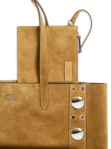 Valentino Garavani Women's Medium Nellcôte Suede Shopping Bag - Havana Beige | Thumbnail 6 Valentino Garavani Women's Medium Nellcôte Suede Shopping Bag - Havana Beige | Thumbnail 6