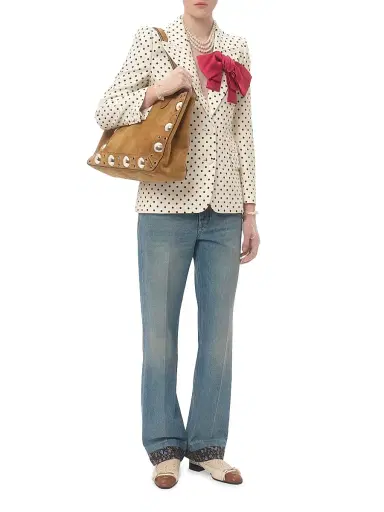Valentino Garavani Women's Medium Nellcôte Suede Shopping Bag - Havana Beige | Thumbnail 8 Valentino Garavani Women's Medium Nellcôte Suede Shopping Bag - Havana Beige | Thumbnail 8