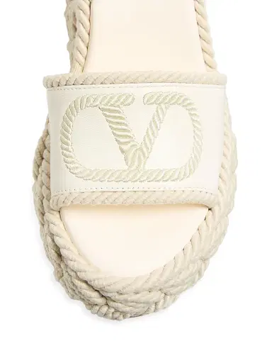 Valentino Garavani Women's VLogo Torchon Wedge Sandals in Nappa 130MM - Ivory - Size 12 | Thumbnail 5 Valentino Garavani Women's VLogo Torchon Wedge Sandals in Nappa 130MM - Ivory - Size 12 | Thumbnail 5