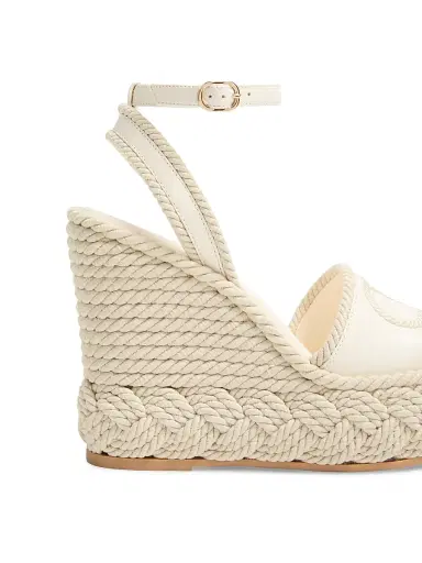 Valentino Garavani Women's VLogo Torchon Wedge Sandals in Nappa 130MM - Ivory - Size 12 | Thumbnail 6 Valentino Garavani Women's VLogo Torchon Wedge Sandals in Nappa 130MM - Ivory - Size 12 | Thumbnail 6