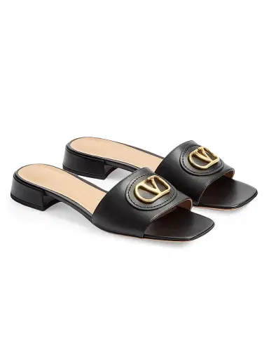 Valentino Garavani Women's VLogo Signature 20MM Slide Sandals - Black | Thumbnail 2