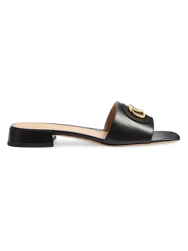 Valentino Garavani Women's VLogo Signature 20MM Slide Sandals - Black | Thumbnail 1