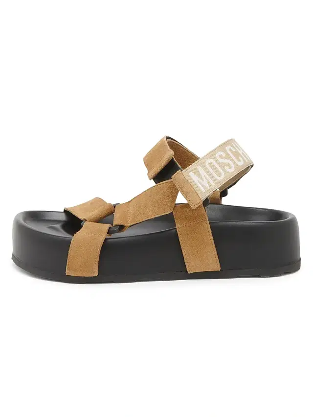 Moschino Women's Sporty Logo-Detailed Suede Platform Sandals - Beige