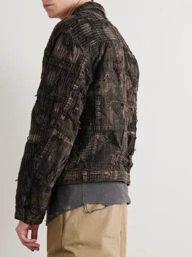 KAPITAL Boro Distressed Patchwork Cotton and Linen-Blend Jacket - Men | Thumbnail 3