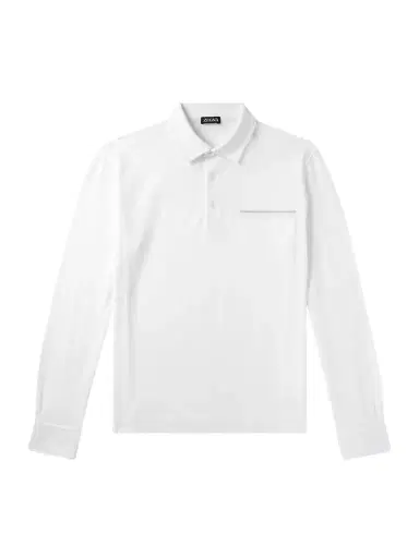 Zegna Logo-Appliquéd Cotton-Piqué Polo Shirt - Men | Thumbnail 1